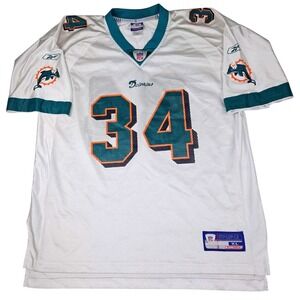 Mens Reebok Ricky Williams Miami Dolphins #34 NFL Jersey White XL Vintage